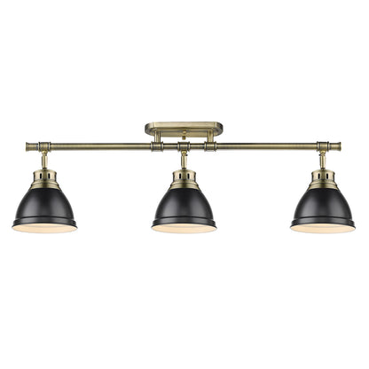 Yep by Golden Lighting Duncan 3-light Semi-Flush Mount in Aged Brass and Matte Black shade - - Golden Lighting