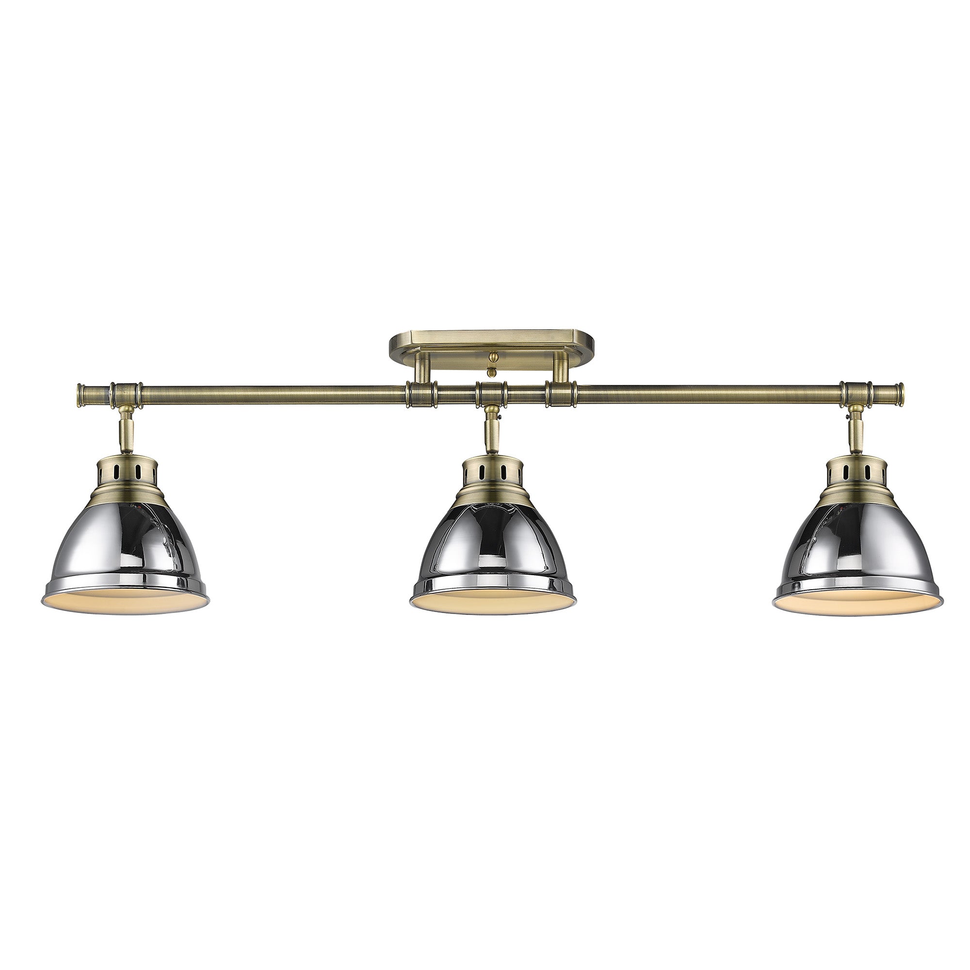 Yep by Golden Lighting Duncan 3-light Semi-Flush Mount in Aged Brass and Chrome shade - - Golden Lighting