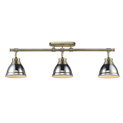 Yep by Golden Lighting Duncan 3-light Semi-Flush Mount in Aged Brass and Chrome shade - - Golden Lighting