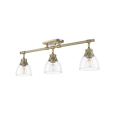 Yep by Golden Lighting Duncan 3-light Semi-Flush Mount in Aged Brass and Clear Glass - - Golden Lighting