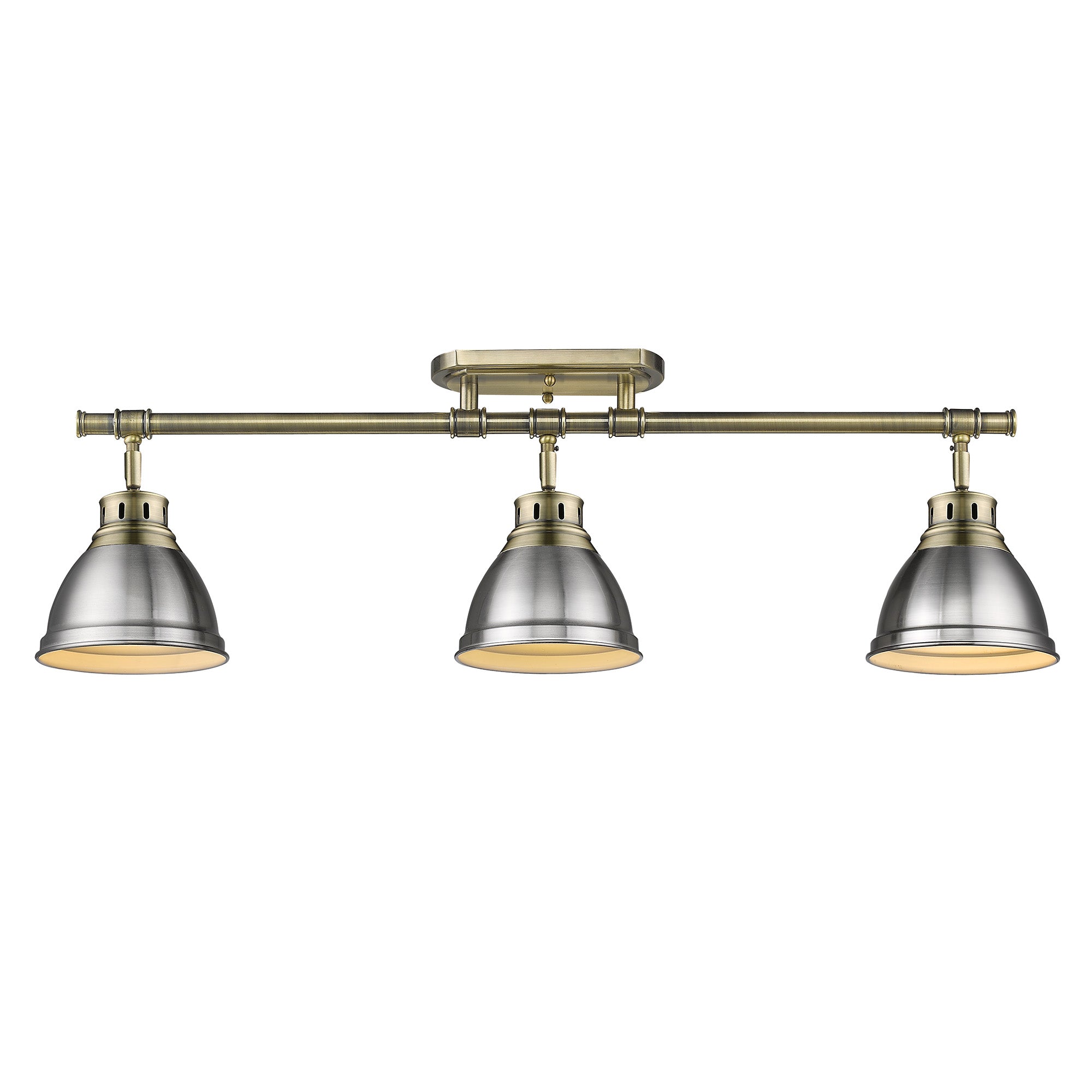 Yep by Golden Lighting Duncan 3-light Semi-Flush Mount in Aged Brass and Pewter shade - - Golden Lighting