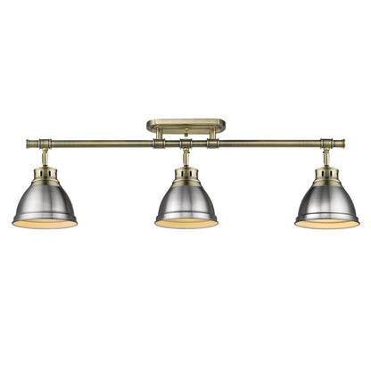 Yep by Golden Lighting Duncan 3-light Semi-Flush Mount in Aged Brass and Pewter shade - - Golden Lighting