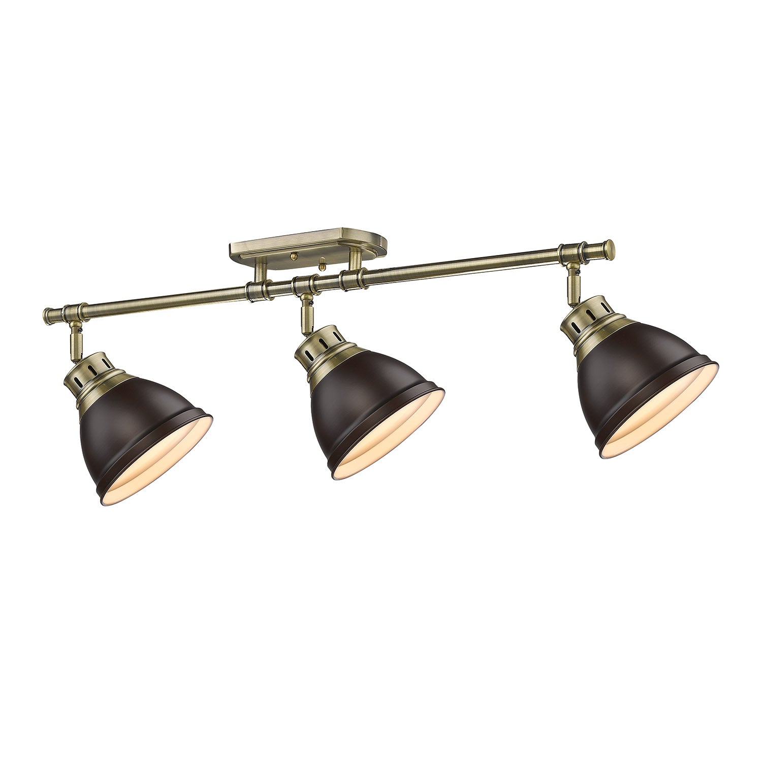 Yep by Golden Lighting Duncan 3-light Semi-Flush Mount in Aged Brass and Rubbed Bronze shade - - Golden Lighting