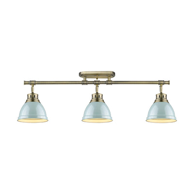 Yep by Golden Lighting Duncan 3-light Semi-Flush Mount in Aged Brass and Seafoam shade - - Golden Lighting