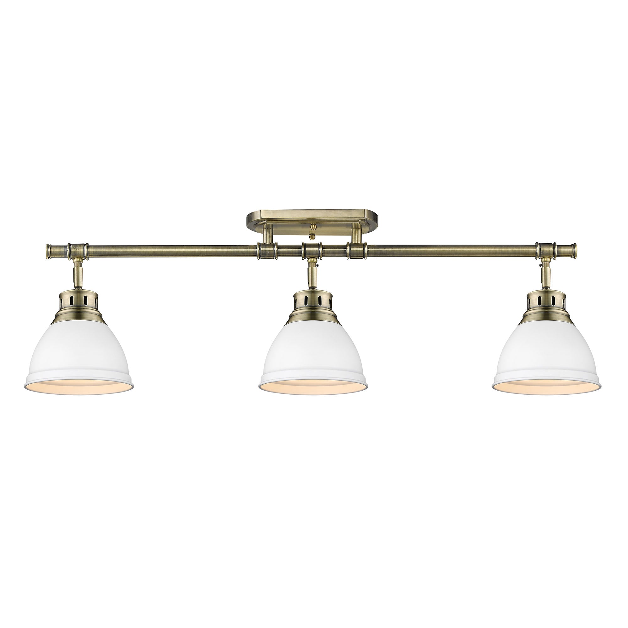Yep by Golden Lighting Duncan 3-light Semi-Flush Mount in Aged Brass and Matte White shade - - Golden Lighting
