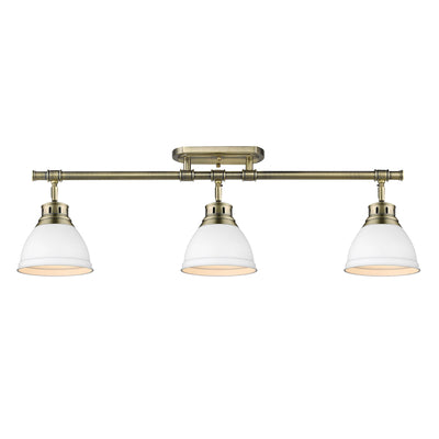 Yep by Golden Lighting Duncan 3-light Semi-Flush Mount in Aged Brass and Matte White shade - - Golden Lighting