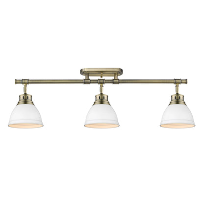 Yep by Golden Lighting Duncan 3-light Semi-Flush Mount in Aged Brass and Matte White shade - - Golden Lighting