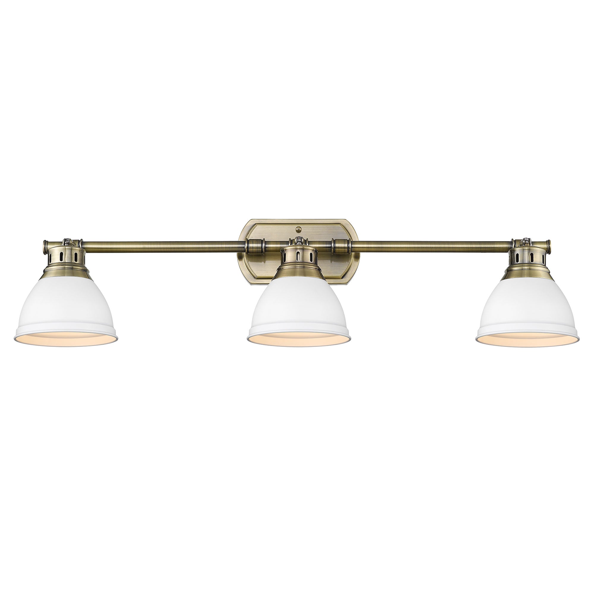 Yep by Golden Lighting Duncan 3-light Semi-Flush Mount in Aged Brass and Matte White shade - - Golden Lighting