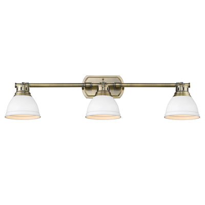 Yep by Golden Lighting Duncan 3-light Semi-Flush Mount in Aged Brass and Matte White shade - - Golden Lighting