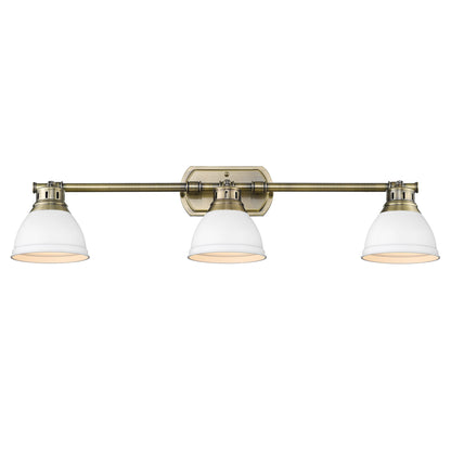 Yep by Golden Lighting Duncan 3-light Semi-Flush Mount in Aged Brass and Matte White shade - - Golden Lighting