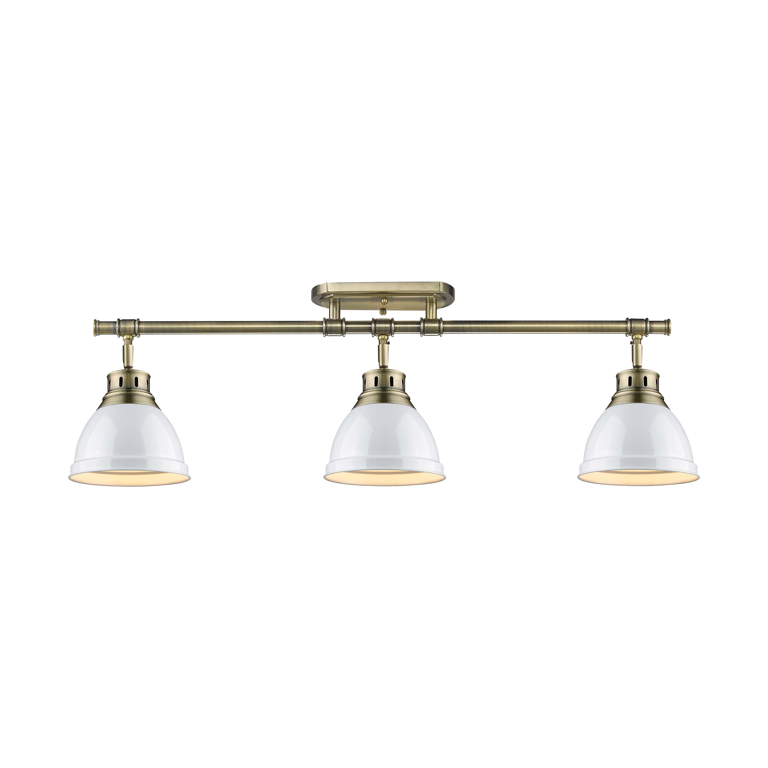 Yep by Golden Lighting Duncan 3-light Semi-Flush Mount in Aged Brass and White shade - - Golden Lighting