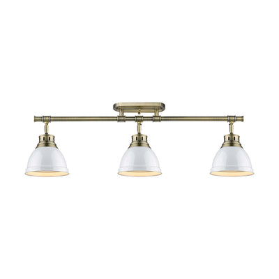 Yep by Golden Lighting Duncan 3-light Semi-Flush Mount in Aged Brass and White shade - - Golden Lighting