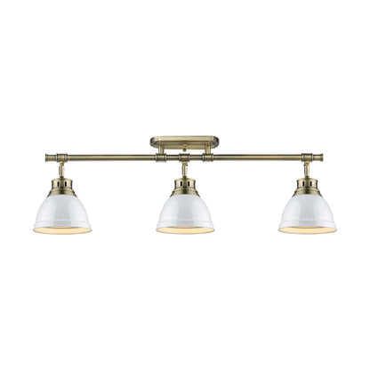 Yep by Golden Lighting Duncan 3-light Semi-Flush Mount in Aged Brass and White shade - - Golden Lighting