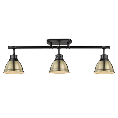 Yep by Golden Lighting Duncan 3-light Semi-Flush Mount in Matte Black and Aged Brass shade - - Golden Lighting