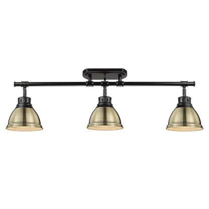 Yep by Golden Lighting Duncan 3-light Semi-Flush Mount in Matte Black and Aged Brass shade - - Golden Lighting