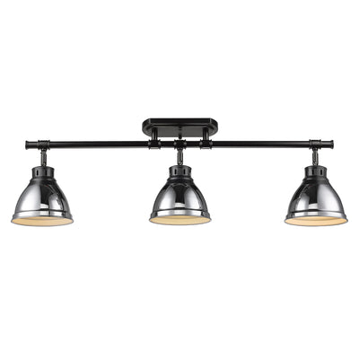 Yep by Golden Lighting Duncan 3-light Semi-Flush Mount in Matte Black and Chrome shade - - Golden Lighting