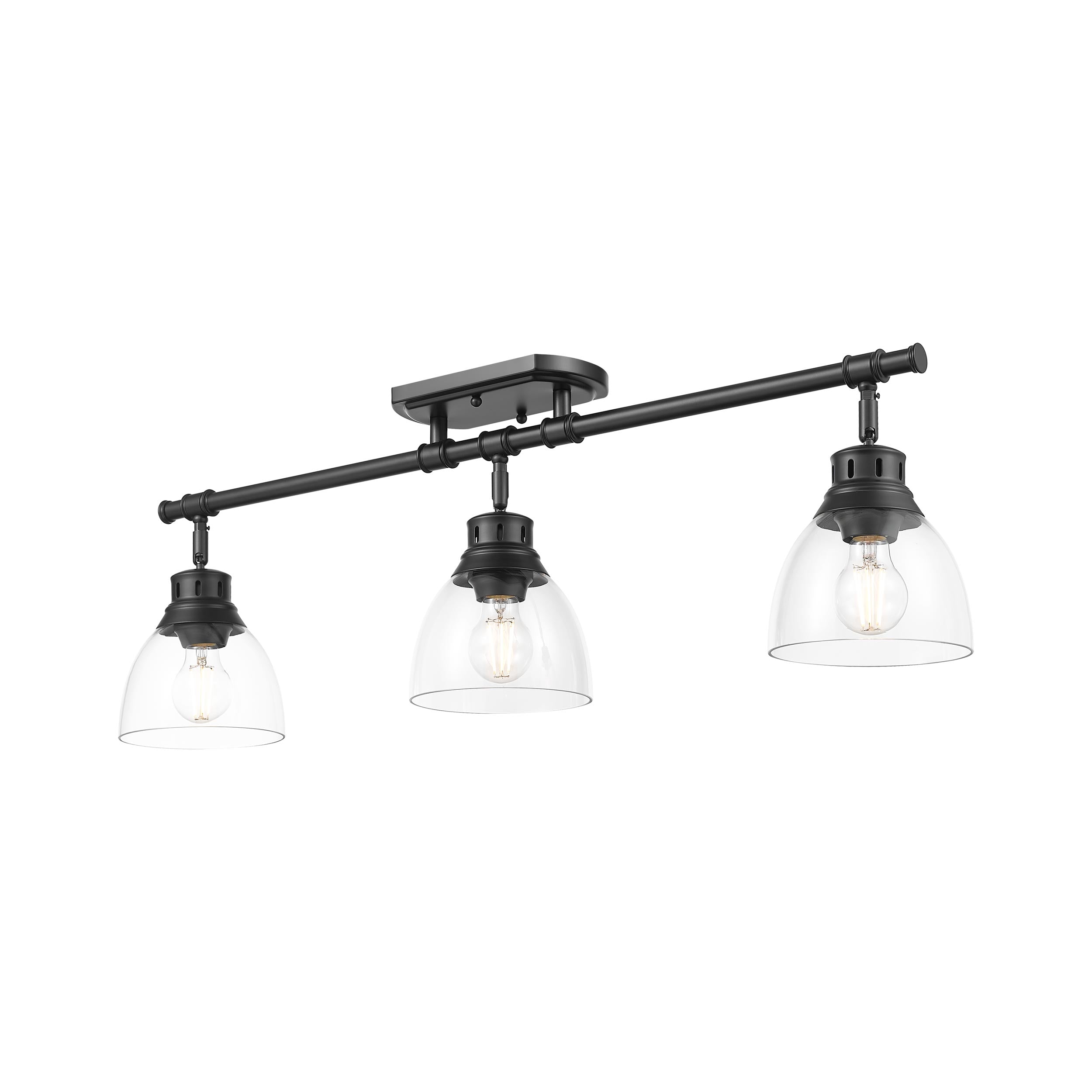 Yep by Golden Lighting Duncan 3-light Semi-Flush Mount in Matte Black and Clear Glass - - Golden Lighting