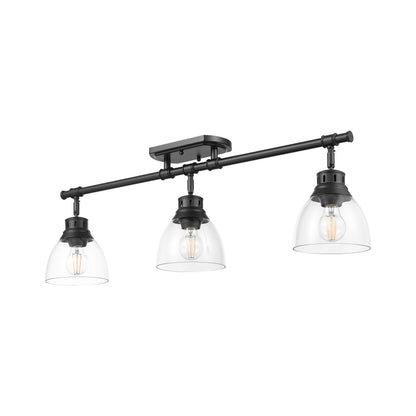 Yep by Golden Lighting Duncan 3-light Semi-Flush Mount in Matte Black and Clear Glass - - Golden Lighting