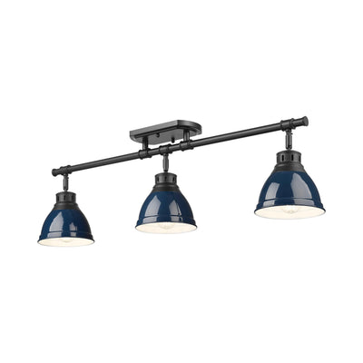 Yep by Golden Lighting Duncan 3-light Semi-Flush Mount in Matte Black and Navy Blue shade - - Golden Lighting