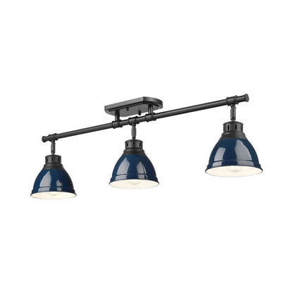 Yep by Golden Lighting Duncan 3-light Semi-Flush Mount in Matte Black and Navy Blue shade - - Golden Lighting