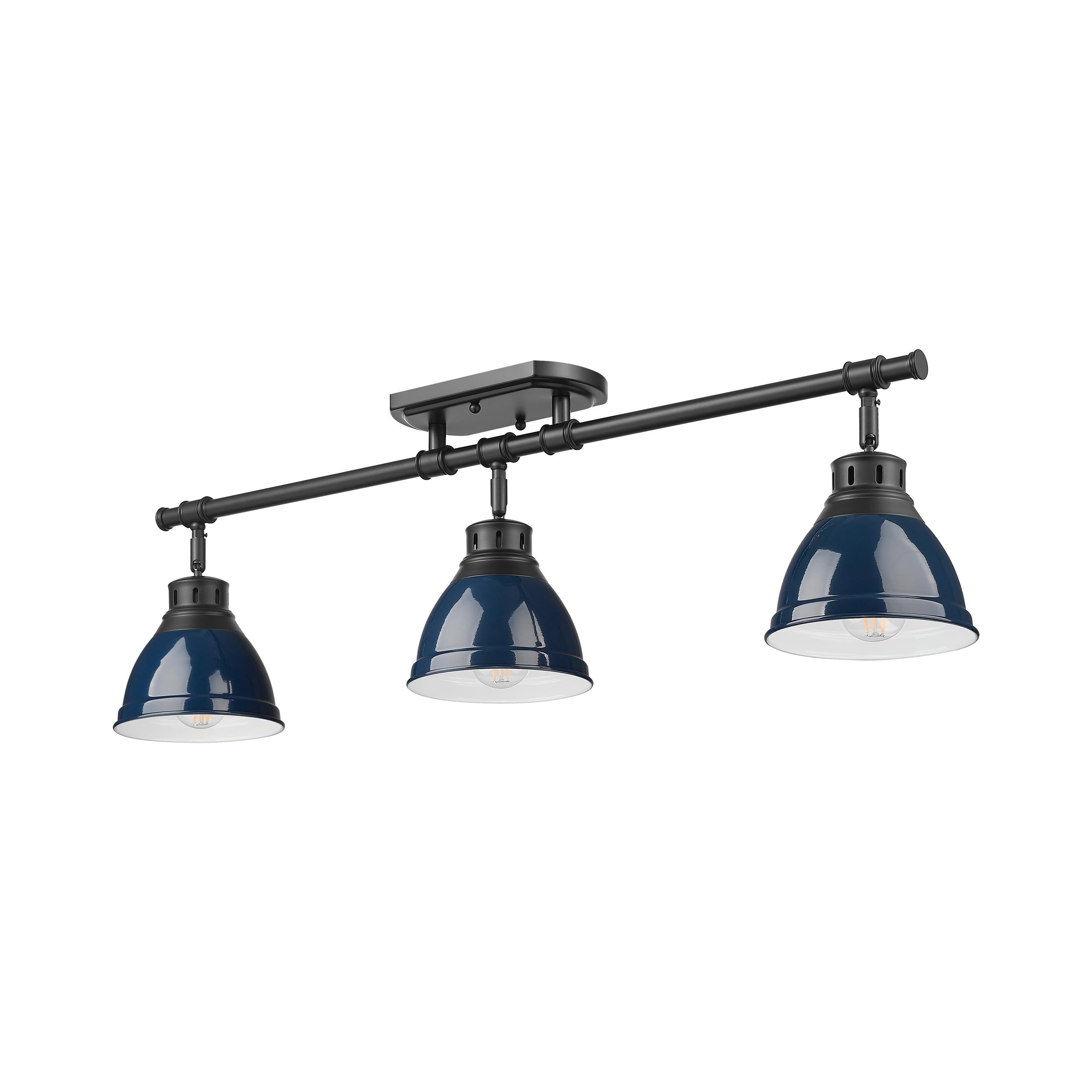 Yep by Golden Lighting Duncan 3-light Semi-Flush Mount in Matte Black and Navy Blue shade - - Golden Lighting