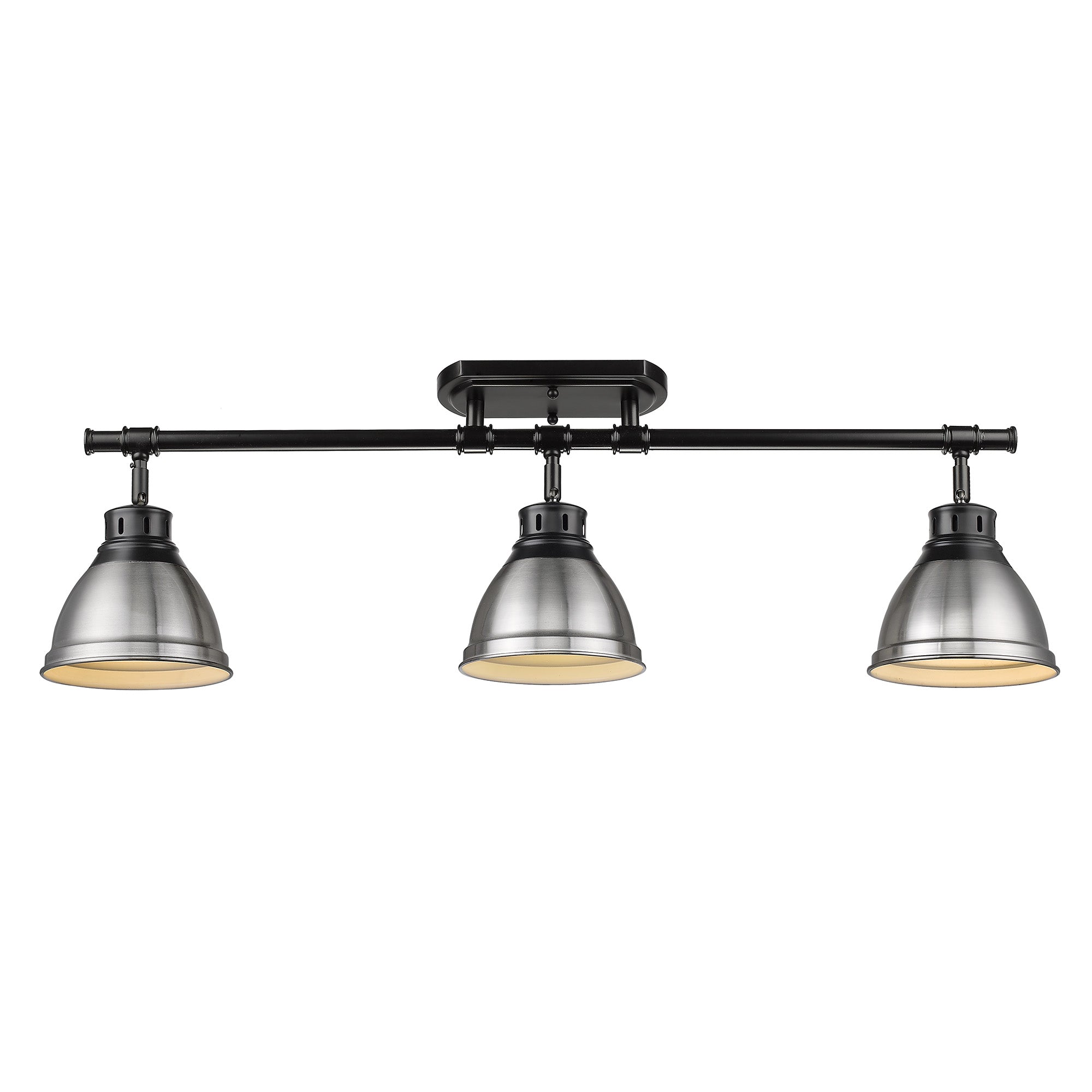 Yep by Golden Lighting Duncan 3-light Semi-Flush Mount in Matte Black and Pewter shade - - Golden Lighting