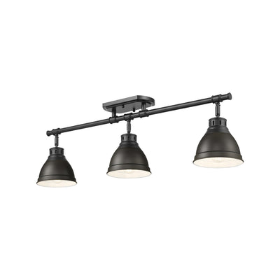 Yep by Golden Lighting Duncan 3-light Semi-Flush Mount in Matte Black and Rubbed Bronze shade - - Golden Lighting