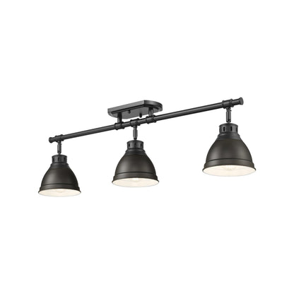 Yep by Golden Lighting Duncan 3-light Semi-Flush Mount in Matte Black and Rubbed Bronze shade - - Golden Lighting