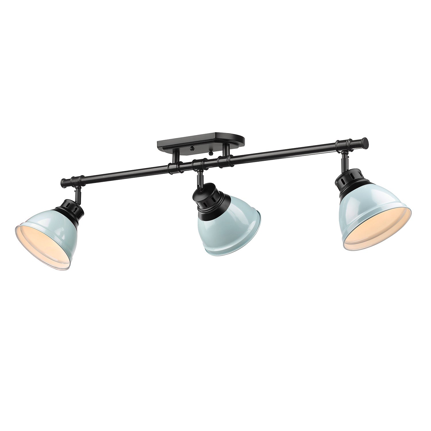Yep by Golden Lighting Duncan 3-light Semi-Flush Mount in Matte Black and Seafoam shade - - Golden Lighting