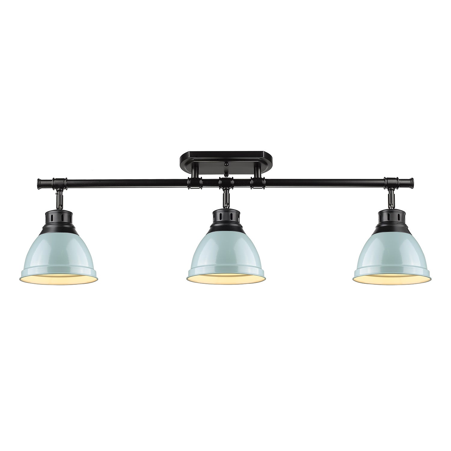 Yep by Golden Lighting Duncan 3-light Semi-Flush Mount in Matte Black and Seafoam shade - - Golden Lighting