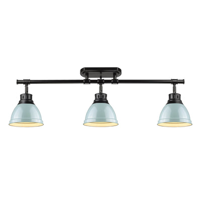 Yep by Golden Lighting Duncan 3-light Semi-Flush Mount in Matte Black and Seafoam shade - - Golden Lighting