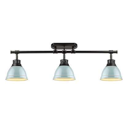 Yep by Golden Lighting Duncan 3-light Semi-Flush Mount in Matte Black and Seafoam shade - - Golden Lighting