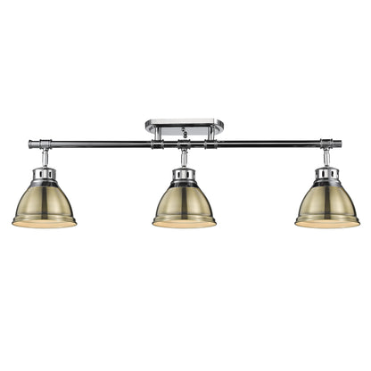Yep by Golden Lighting Duncan 3-light Semi-Flush Mount in Chrome and Aged Brass shade - - Golden Lighting