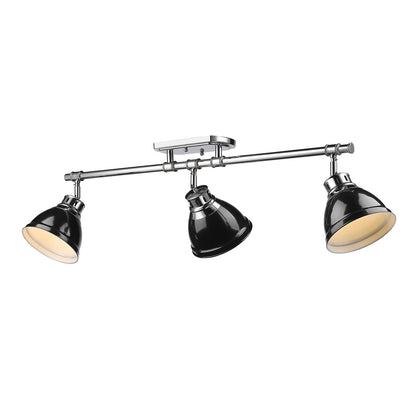 Yep by Golden Lighting Duncan 3-light Semi-Flush Mount in Chrome and Black shade - - Golden Lighting