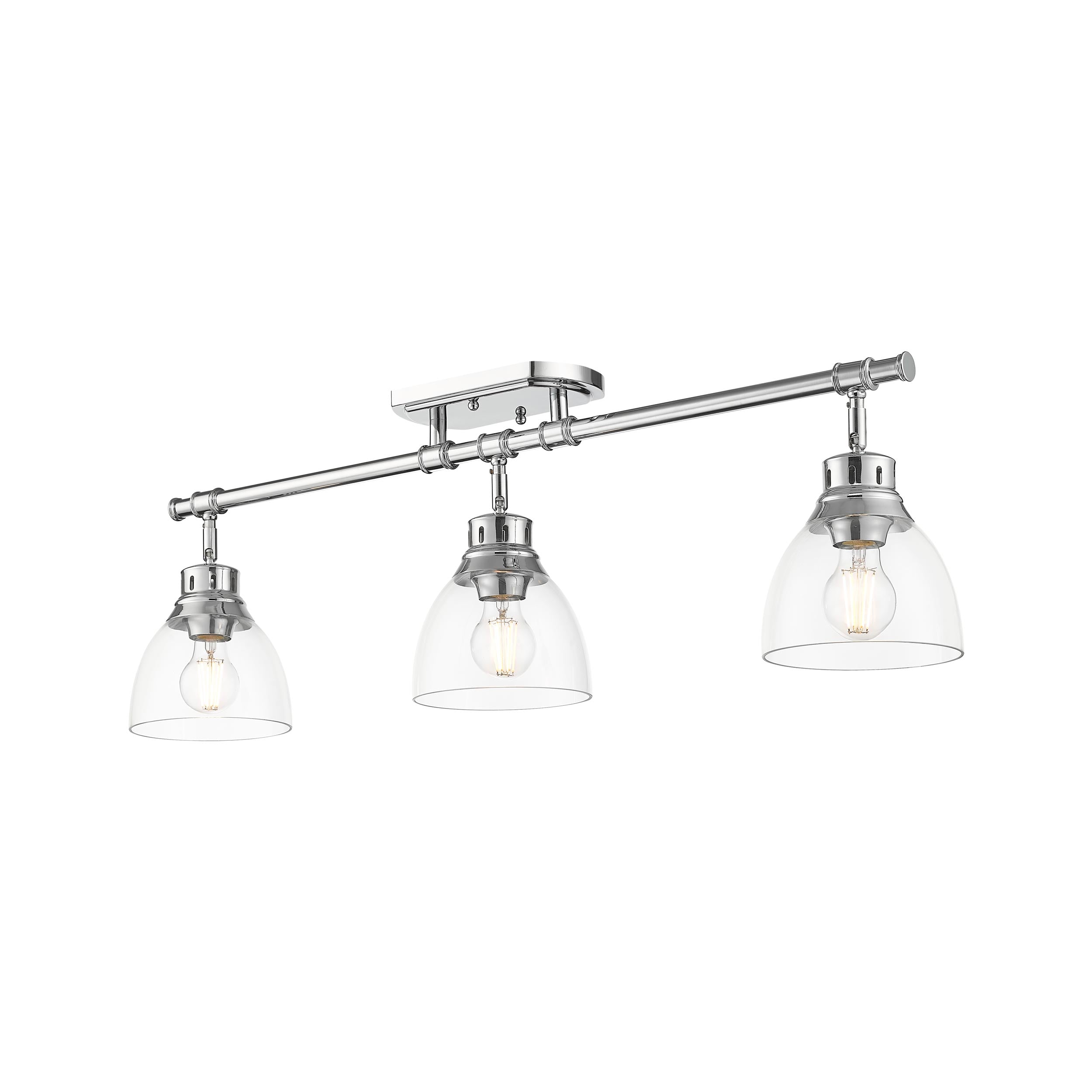 Yep by Golden Lighting Duncan 3-light Semi-Flush Mount in Chrome and Clear Glass - - Golden Lighting