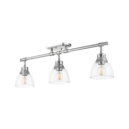 Yep by Golden Lighting Duncan 3-light Semi-Flush Mount in Pewter and Clear Glass - - Golden Lighting