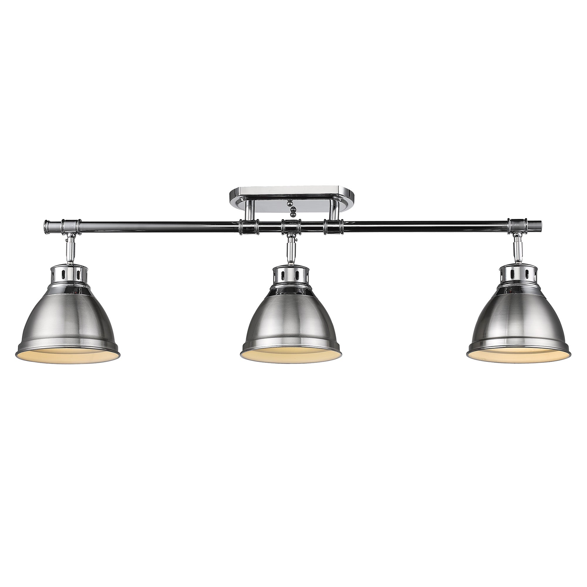 Yep by Golden Lighting Duncan 3-light Semi-Flush Mount in Chrome and Pewter shade - - Golden Lighting