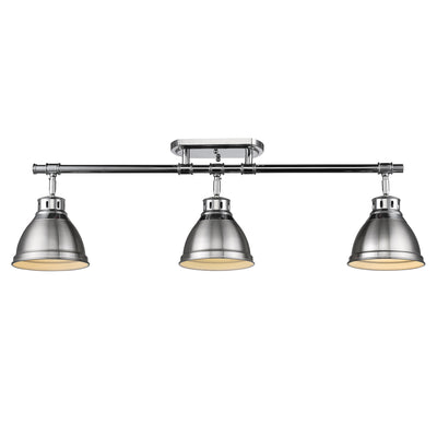 Yep by Golden Lighting Duncan 3-light Semi-Flush Mount in Chrome and Pewter shade - - Golden Lighting