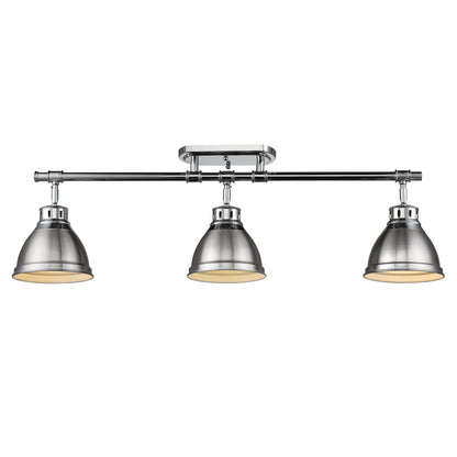 Yep by Golden Lighting Duncan 3-light Semi-Flush Mount in Chrome and Pewter shade - - Golden Lighting