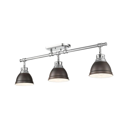 Yep by Golden Lighting Duncan 3-light Semi-Flush Mount in Chrome and Rubbed Bronze shade - - Golden Lighting