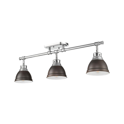 Yep by Golden Lighting Duncan 3-light Semi-Flush Mount in Chrome and Rubbed Bronze shade - - Golden Lighting