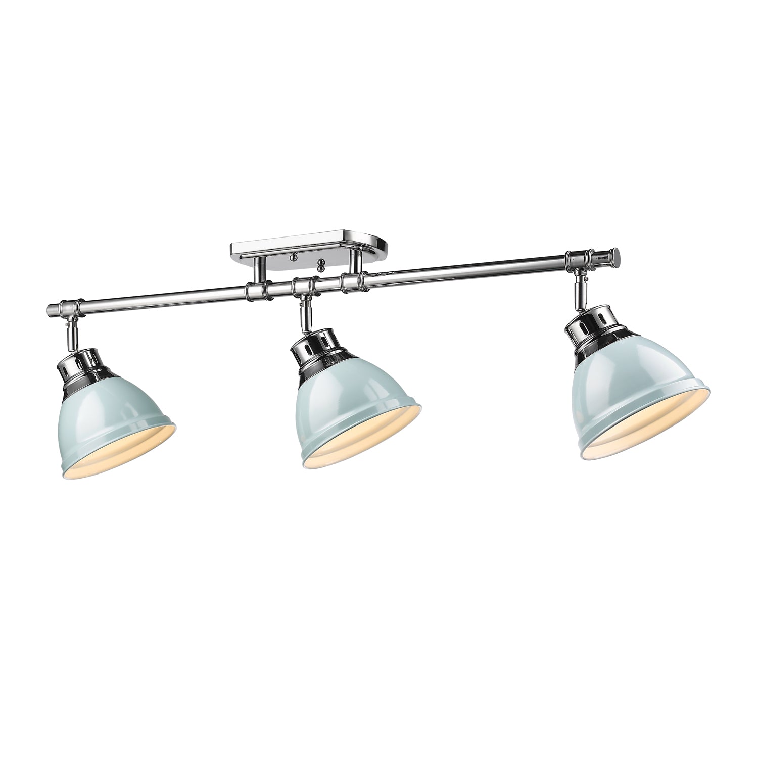 Yep by Golden Lighting Duncan 3-light Semi-Flush Mount in Chrome and Seafoam shade - - Golden Lighting