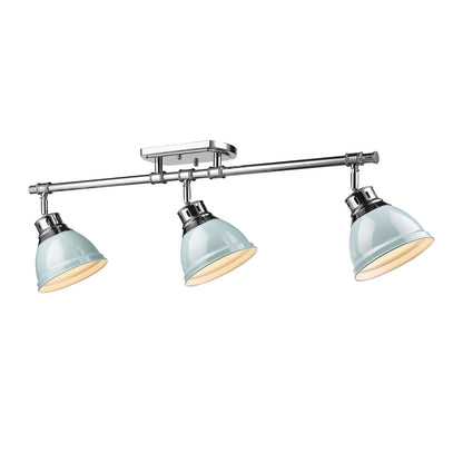 Yep by Golden Lighting Duncan 3-light Semi-Flush Mount in Chrome and Seafoam shade - - Golden Lighting