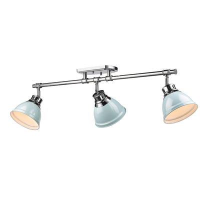 Yep by Golden Lighting Duncan 3-light Semi-Flush Mount in Chrome and Seafoam shade - - Golden Lighting