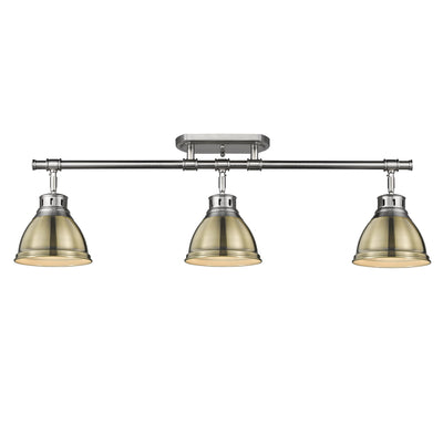 Yep by Golden Lighting Duncan 3-light Semi-Flush Mount in Pewter and Aged Brass shade - - Golden Lighting