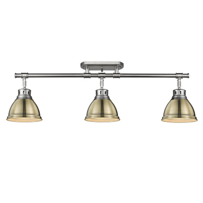 Yep by Golden Lighting Duncan 3-light Semi-Flush Mount in Pewter and Aged Brass shade - - Golden Lighting