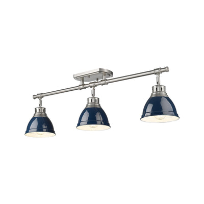 Yep by Golden Lighting Duncan 3-light Semi-Flush Mount in Pewter and Navy Blue shade - - Golden Lighting