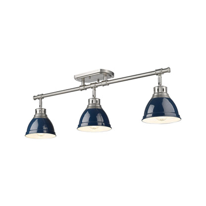 Yep by Golden Lighting Duncan 3-light Semi-Flush Mount in Pewter and Navy Blue shade - - Golden Lighting