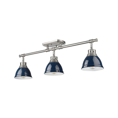 Yep by Golden Lighting Duncan 3-light Semi-Flush Mount in Pewter and Navy Blue shade - - Golden Lighting