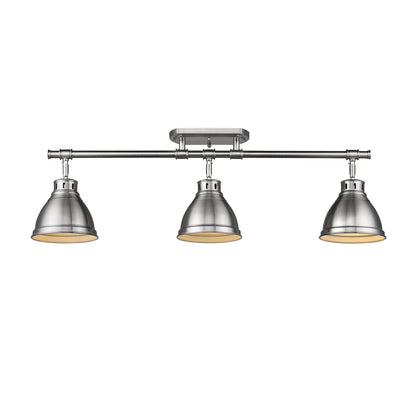 Yep by Golden Lighting Duncan 3-light Semi-Flush Mount in Pewter - - Golden Lighting